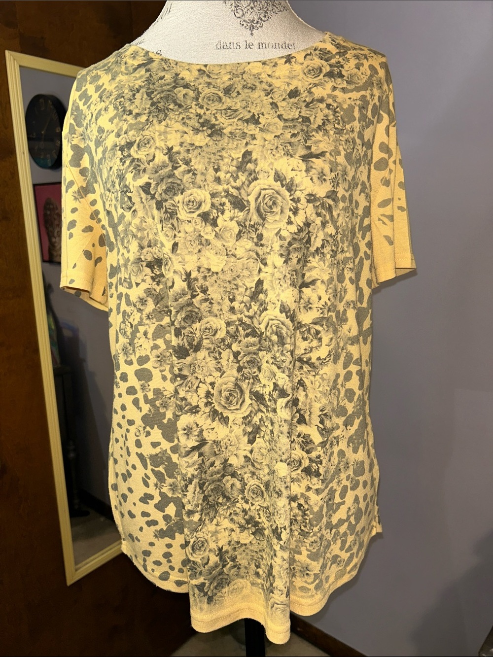Origami Yellow Roses & Animal Print T-Shirt